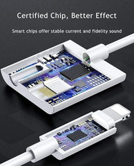 Sounce 2-in-1 8 Pin to 3.5mm Audio & Charging Splitter – Dual Port Adapter Cable for Music, Power, Headsets, Speakers & More – White
