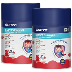Gritzo Super Gummies Multivitamin for Kids, Orange, 2 x 30 Gummies