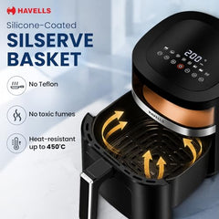 Havells Prolife Stellar Chef Smartchoice Air Fryer 5.5 Ltr|1500 Watts|See Through Window|Aerocrisp Tech: Rapid air circulation in every direction|Non Stick Silicon Coated Basket|2 Year Brand Warranty