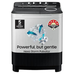 Samsung 9 kg, 5 star, Semi-Automatic Top Load Washing Machine (WT90C4260GG/TL, Air Turbo Drying, Light Gray,)