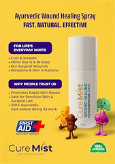 CureMist AYURVEDIC First Aid Wound Spray || Antiseptic, AntiFungal || Patented || Instant Relief to Cuts, Burns, Abrasions & Dry surgical Wounds II Reduced Scarring II Great for Sports Injuries || 100% Ayurvedic Ingredients only || Haldi Palandu Lavanga…
