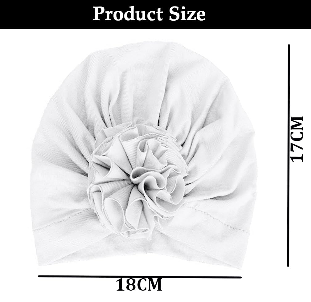SYGA Unisex Baby Cap Nylon Cotton Flower Turban Hat Soft,Stretchable for Baby Cap 0-3 Years Black