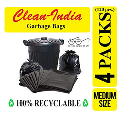 Clean India - Plastic Garbage Bags|6 Packs Of 30 Pcs | 19X21 Medium Disposable Garbage Trash Waste Dustbin Bags Of 54Cm X 48Cm (Ci19210008) - 180 Count