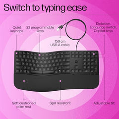 HP 970 Creator Keyboard, Wireless and Multi-Device with 20 programmable Shortcut Keys, Backlit with sensors, up to 6 Month Battery, AES encrypted, 1yr Warranty, 0.67 kg, Silver
