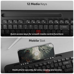 iBall ClickSet S450 Wireless Keyboard & Mouse Combo, 104-Key Full Size Keyboard, 12 Media Keys, Retractable Stand, ₹ Key, UV Coated Keys, Mobile Slot, 1200 DPI Mouse, 3 Buttons, High Precision