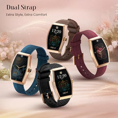 Titan Valerie Aura Smart Watch for Women with 1.47” AMOLED Display,Crystal Studded Bezzel,Luna Wellness,UV/AQI Index,Animated Watchfaces,QR Hub,Stress Monitoring,Breathe Exercise,IP68- Wine Red