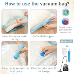 BRINKL Vacuum Storage Bags, 5 Pack with Air Pump, 80% Space Saving, Multiple Sizes - Small 50x70 cm, Medium 60x80 cm, Large 80x100 cm