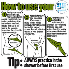 SHEWEE Flexi + Case - Reusable Pee Funnel – A Flexible, Larger Version Of The Original Female Urination Device Since 1999! Quickly, Easily & Discreetly, Wee Standing Up. Comes with Pipe & Case (Black)