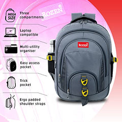 ROZEN 46 cms School Bag Class 5-12 Large 4 partition Laptop Collage Office Travel Backpack Unisex (GREY)