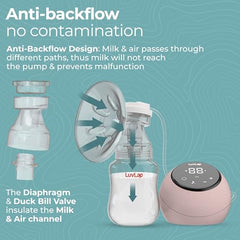 LuvLap Adore Double Electric Breast Pump with Dual Mode, 2 Phase - Stimulation & Expression, Soft Silicone Cushion, Rechargeable Battery, Single Breast Pump Electrical, BPA Free