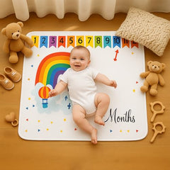 MOMISY Baby Milestone Blanket and Props for Baby's |1 to 12 Months Prop |Baby Bedding |Ac Room Blanket for Summer|Newborn| Infants Winter Blanket(RainbowBalloon)