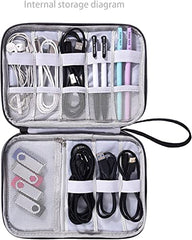 House of Quirk Electronics Accessories Organizer Bag, Universal Carry Travel Gadget Bag for Cables, Plug and More, Perfect Size Fits for Pad Phone Charger Hard Disk (Sky Blue)