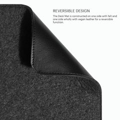 DailyObjects Combo Super Smooth Vegan Leather Reversible, Anti Slip, Water Resistent Felt Turf 2.0 Desk Mat | Vegan Leather Black Desk Tray Organiser - Set of 2