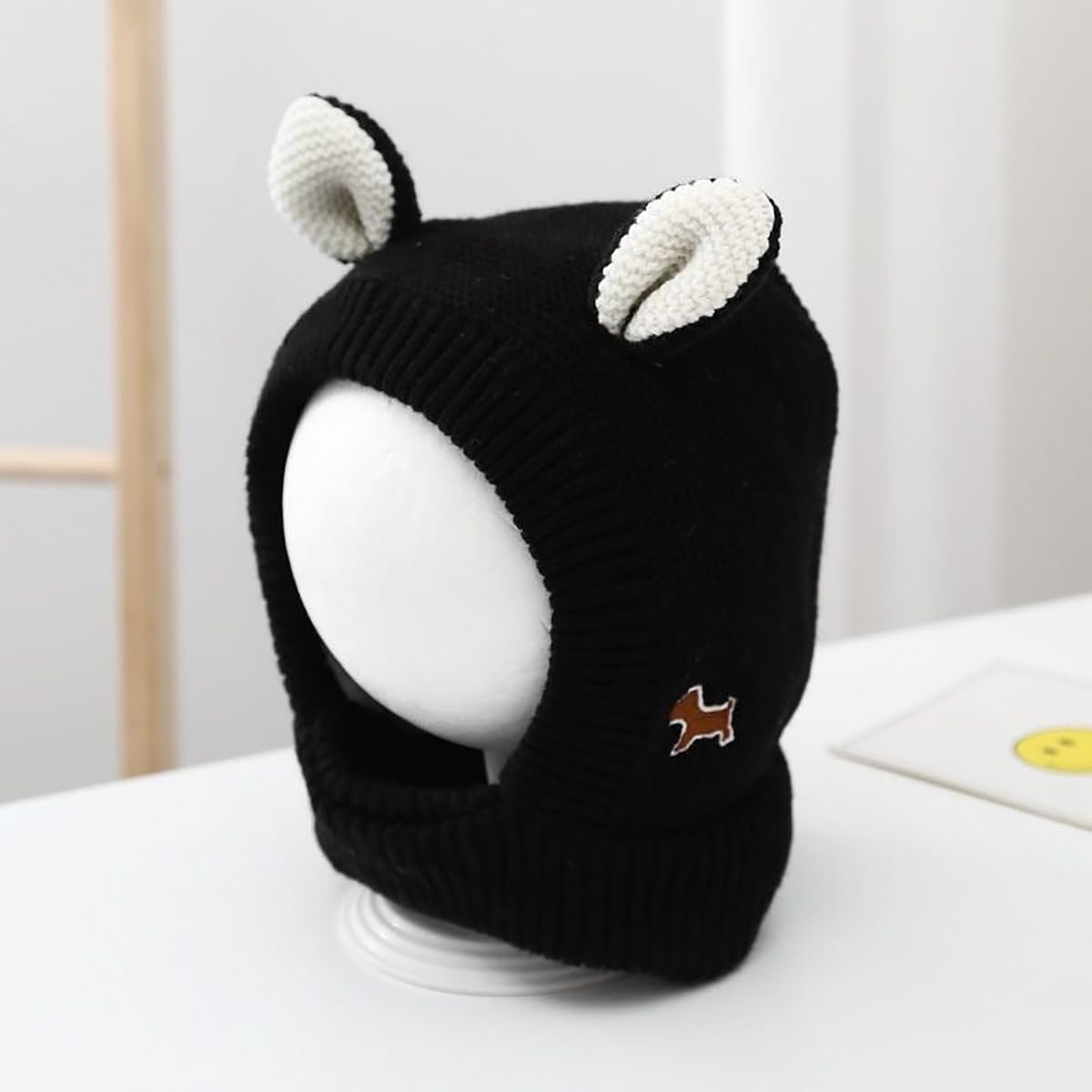 SYGA Winter Warm Ear Protection Knitted Woolen Unisex Baby Hat (2-6 Year) Black