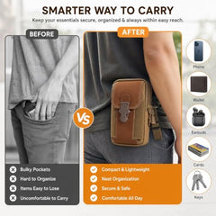 1-Piece Phone Bag for Men, Khaki Waist Pack | Mobile Pouch for Daily Casual Outings, Hands-Free Phone Carrying Accessory