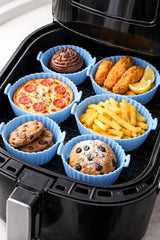 Air Fryer Silicone Liners Reusable – 6 Pack Food Grade Non-Stick Silicone Air Fryer Basket Bowl, Heat Resistant Baking Tray for Airfryer Oven Microwave, Easy Clean Safe Air Fryer