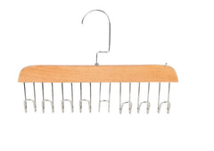 MOMISY Tie Belt Clothes Wooden Hanger Storage Wood Wardrobe Organizers for Men Women Scarf Bag (8 Hooks Natural)