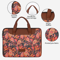Tabelito Laptop Sleeve Bag 13" to 15.6 inch for Women Jute and Vegan Leather Office Everyday Handbags
