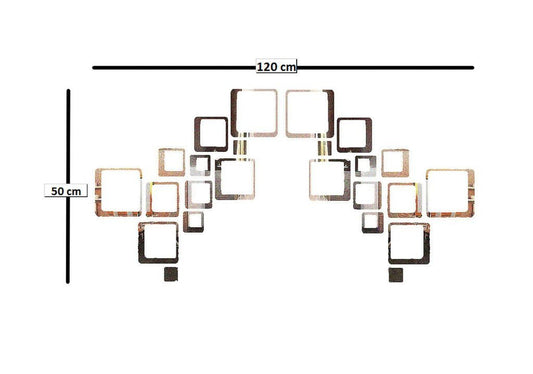 SYGA Silver 'Square' Wall Decal (Acrylic, 17 cm x 17 cm, Silver)