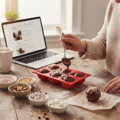MOMISY Silicone Semi Sphere Mould, 6-Cavity Half Ball Baking Tray for Chocolate Bombs, Dome Cakes, Jelly, Soap, and Desserts – Oven & Freezer Safe