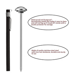 SYGA Pocket Thermometer, Waterproof, 5" Stem, 1" Dial, -10/110 Celsius