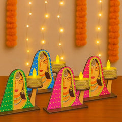 Wooden Jharokha Wall Hanging Tea Light Holder – Traditional Diya Stand & Floating Shelf for Pooja Room, Living Room, Balcony & Temple Décor | Diwali Decoration Items for Home & Main Door (WJH-11)