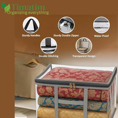 Timatim Transparent Plastic Clothes Cover Organiser for Wardrobe PVC Storage Bag for Saree, Shirts, Clothes, Lehenga Blankets Bedsheets Garment Protector Cover (Pack 2 pcs., Large (45x33x25 cms))