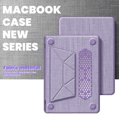 ProElite Case for MacBook Air 13.6 inch 2022 2023 2024 2025 Release M5/M4/M3 A3113 M2 A2681 with Touch ID, Fabric Material Hard Shell with Slim TPU Bumper and Fold Kickstand, Purple