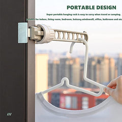 MOMISY Multifunctional Window Frame Hook Hanger Rack for Clothes I Space Saver Indoor Outdoor | Portable Indoor Balcony 8 Hole Clothes Hanging Drying Rack-Grey