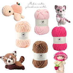 NESTNHAVEN , Plush & Cuddly Sets 2.0 , Chenille Yarn Supersoft Hand Knitting Wool Ball, set of 4 , 400 grams (1 Ball/100 Gram Each) Suitable for Craft, Babywear, Toys , Baby Blankets , 5 Bulky, Shades - NNHS 2.0 (Set 26 baby Pink , lilac , hot pink…