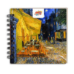 The Crafthives Van Gogh Starry Night Pocket Sketchbook | Wooden Hardcover Mini Art Book | 250 GSM Paper | Spiral Bound Travel Sketch Pad for Watercolour & Mixed Media