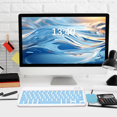 GOGARA Bluetooth Keyboard and Mouse Combo, Qwert Layout, Light Blue Universal Ultra-Slim, Wireless, Android Windows iPad iPhone Samsung Tablet, Portable Compact
