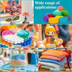Asian Hobby Crafts 12 Pcs Multi Wool Yarn Set for Crocheting & Knitting | 12g Each Soft 3 Ply Wool Yarn Crochet Thread, Ideal For Handmade DIY Embroidery Craft Projects & Perfect For Beginners