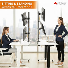 Artikel Double Monitor Desk Mount | Adjustable Heavy Duty Monitor Arms | VESA Mount with C Clamp & Grommet Mounting Base | Computer Monitor Stand for Screen up to 27 inch | Table Mounted | Black