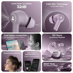 boAt 2026 Launch Nirvana Ion TWS Earbuds (Lunar Black) | Massive 120 Hours Playtime, Quad Mics ENx™ Tech, Multipoint Connectivity, In-Ear Detection, Dual EQ Modes, and BEAST™ Mode