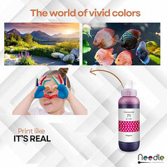 Needle GI 71 Compatible Refill Ink | Made in India | (CMYK 4x1 KG with EazyFill Cap) for Canon Pixma G1020 G2020 G3020 G2060 G3060 G1737 G2770 G3770 G4770 G1730 G2730 G3730 Printers