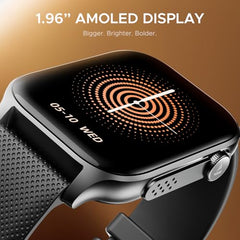 boAt Ultima Ember smartwatch with 1.96” AMOLED Display, AOD, Personalized Fitness Nudges, Functional Crown,100+ Sports Modes, Create Your Own Watchface, smartwatch for man and Woman (Steel Black)