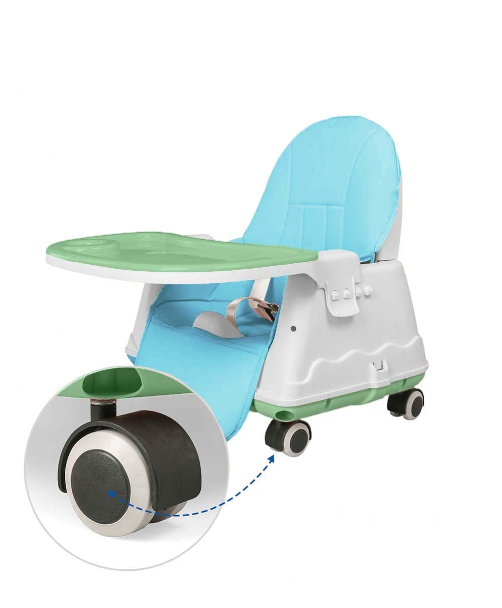 SYGA High Chair for Baby Kids,Safety Toddler Feeding Booster Seat Dining Table Chair with Wheel and Cushion(Green)