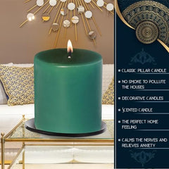 Pure Source India Paraffin Wax Scented Pillar Candles for Home Decor Smokeless & Dripless Candle (Rose - Red) Set of 3.