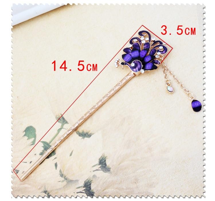 SYGA 1 Piece Ancient Style Pearl Metal Hair Stick Crystal Rhinestones Hair Stick(16 CM) For Women Girls