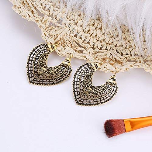 SYGA Women's Open Heart Earrings, Hollow Alloy, Vintage Style Dangles(Gold)