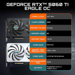 GIGABYTE GeForce RTX 5060 Ti WINDFORCE MAX OC 8G Graphics Card, 8GB 128-bit GDDR7, PCIe 5.0, WINDFORCE Cooling System, GV-N506TWF2MAX OC-8GD Video Card