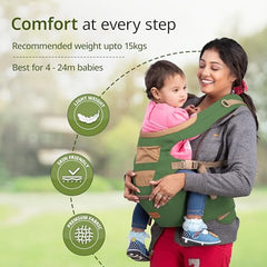 LuvLap Royal Hip Seat Baby Carrier with 4 Carry Positions, Baby Carrier with Hip seat for 6 to 24 Months Baby, Adjustable New-Born to Toddler Carrier, Max Weight Up to 15 Kgs (Black)