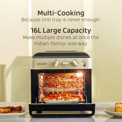 NESTER Full Stack Steamlock™ SS430 Stainless Steel Air Fryer Oven 16L | 2000 W Steam + Air Fry | Multi-Function-Air Fryer, Reheat, Bake, Toast | Adjustable Temperature & Timer - Dalgona Brown