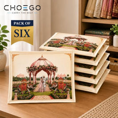 Choego New Season Wedding Print Saree Cover Pack of 12 | Zip closure, Doli Print Reusable storage bags, Ideal for bridal designer sarees, Wardrobe organizer, One side transparent