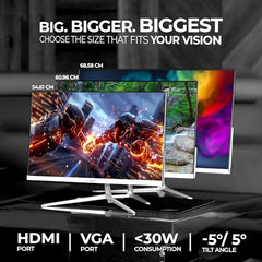 Foxin 24 Inch FHD Flat LED Monitor 1920x1080 Pixel Elite Series | Flat Panel, HDMI & VGA Port, 100Hz Refresh Rate, Frameless, Slim Bezel, Wall Mountable, 16.7 M Colors | 3 Years Warranty | White