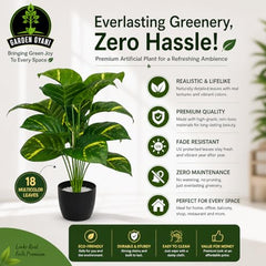 GARDEN GYANI Artificial Areca Palm Plant with Black Pot – 145 cm Tall Faux Tropical Decorative Plant with 35 Leaves for Home, Office & Living Room Décor