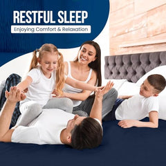 9villa 100% Waterproof Premium Cotton Feel Mattress Protector King Size | Ultra Soft Breathable & Hypoallergenic Fitted Bed Protector Terry Cover | Fits Upto 10 Inches (Navy Blue, 72 x 78 (6x6.5 Feet)