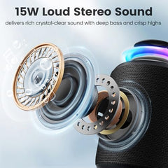 Deeyaple Portable Bluetooth Speaker, IP67 Waterproof Mini Bluetooth Speaker Wireless V5.3 with Stereo Sound,All Day,TWS Pairing,LED Light,Gift for him/her (Red)