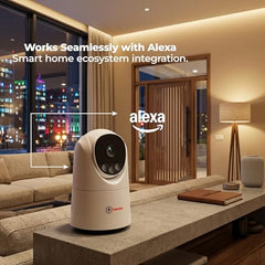 Trueview 3MP WiFi Robot Security Camera | 360° Pan Tilt | All-Time Color Night Vision | AI Auto Tracking & 2-Way Audio | Alexa Compatible | Supports 256GB Memory Card | STQC Certified for Privacy